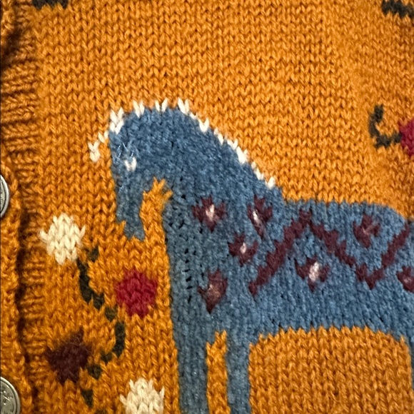 Harold’s Wool Cottage Nordic Fair Isle Swedish Horse Knit Cardigan GVC L - Picture 8 of 10